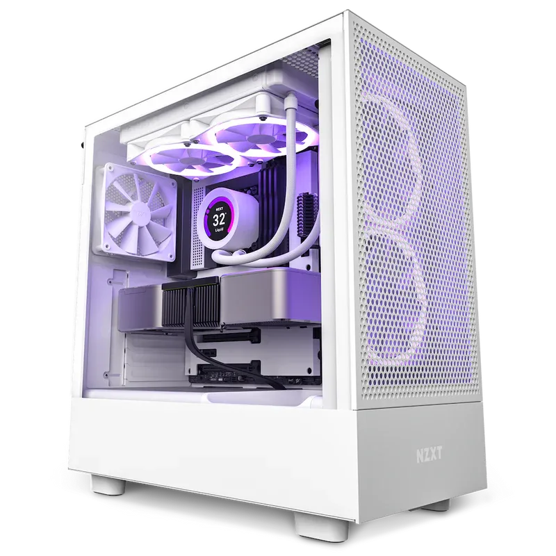 NZXT H5 FLOW EDITION ATX MID TOWER CASE – WHITE