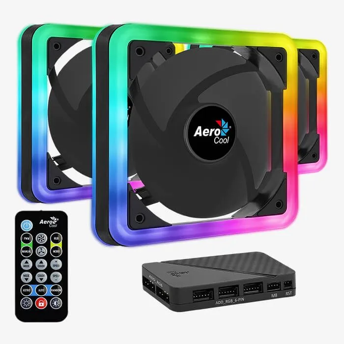 AEROCOOL FAN CASE EDGE 14 PRO 3X140mm ARGB BLACK+ REMOTE CONTROL