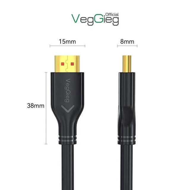 VegGieg V‑H408 HDTV 2.1 8K Ultra Video (2m) Cable (Grey Mesh)