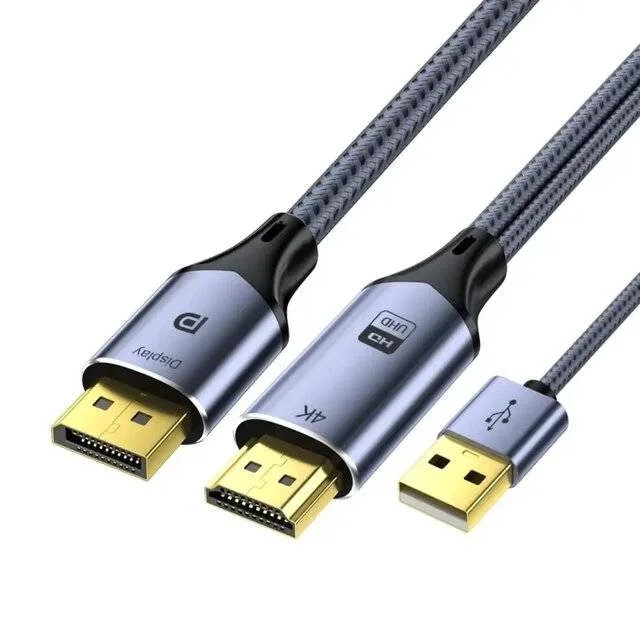 VegGieg V‑Z102 HDTV to DP 4K (2m) Cable with USB Power