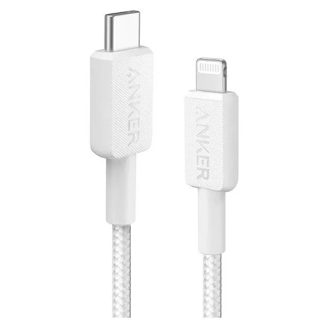 Anker A81B5H21 322 USB‑C to Lightning Cable 3ft (White)