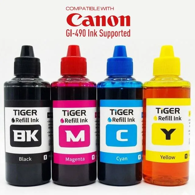 Tiger Canon GI‑490 (100ml ×4) CMYK Ink Refill