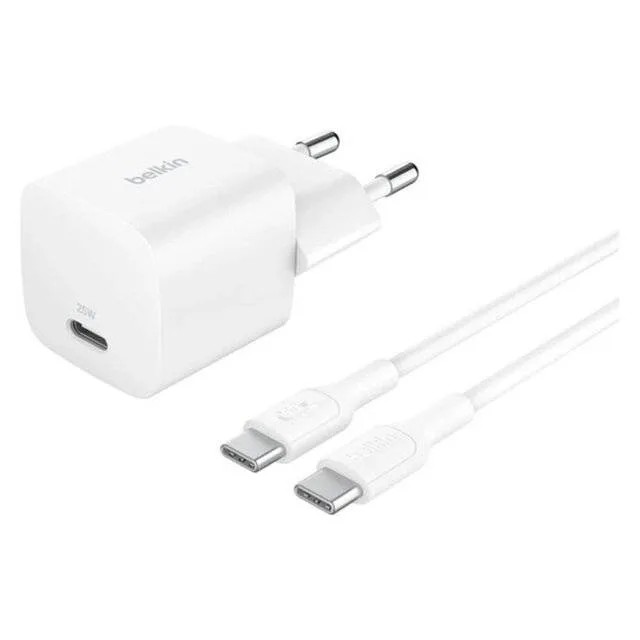 Belkin WCA012 Boost USB-C Charger 25W + USB-C to USB-C Cable (White)