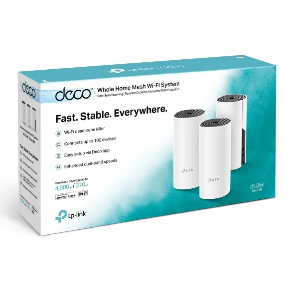 TP-Link Deco M4 AC1200 Whole Home Mesh Wi-Fi System 3-Pack