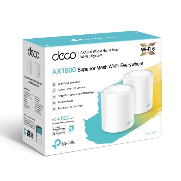 TP-Link Deco X20 AX1800 Whole Home Mesh Wi-Fi 6 System 2-Pack
