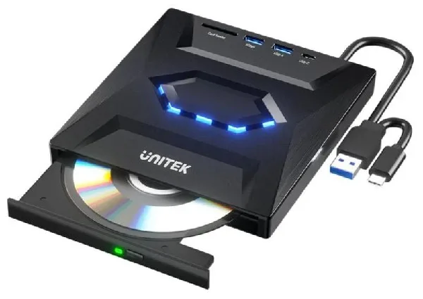 Unitek 5-in-1 External Optical Drive with USB Hub