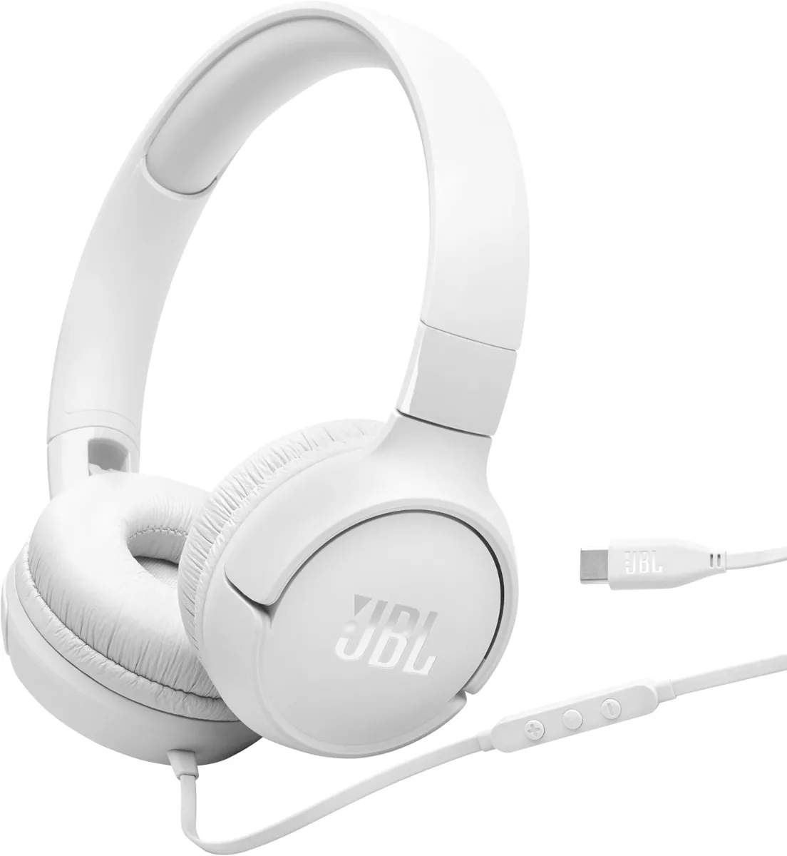 JBL Tune 520C USB-C Hi-Res Wired On-Ear Headphones - White